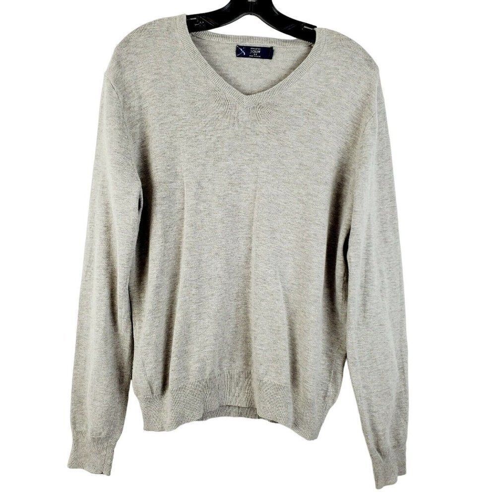 J Crew Men's V-Neck Sweater Gray 100% Cotton Size‎ M